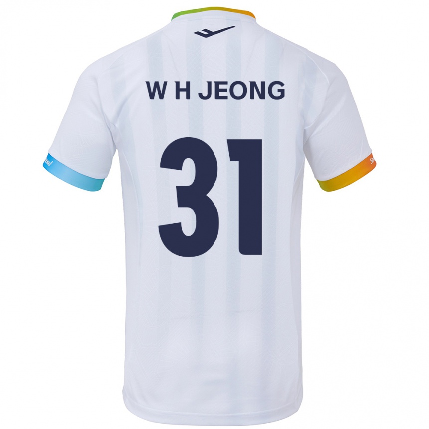 Gyermek Labdarúgás Hyun-Woong Jeong #31 Fehér Kék Idegenbeli Jersey 2024/25 Mez Póló Ing