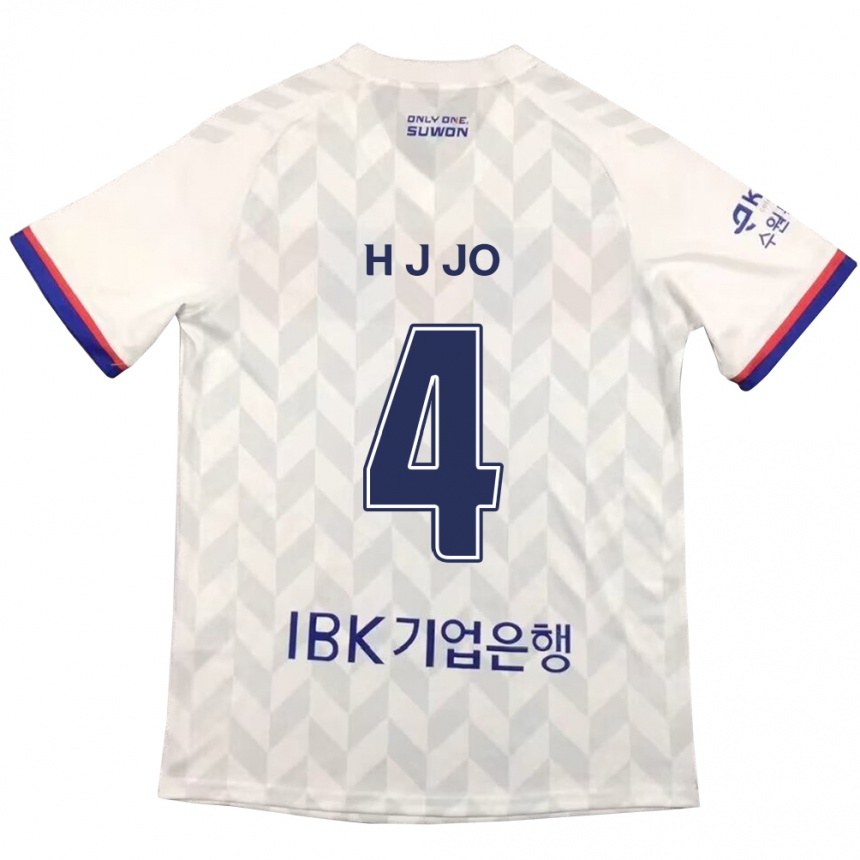 Gyermek Labdarúgás Jun-Hyun Jo #4 Fehér Kék Idegenbeli Jersey 2024/25 Mez Póló Ing