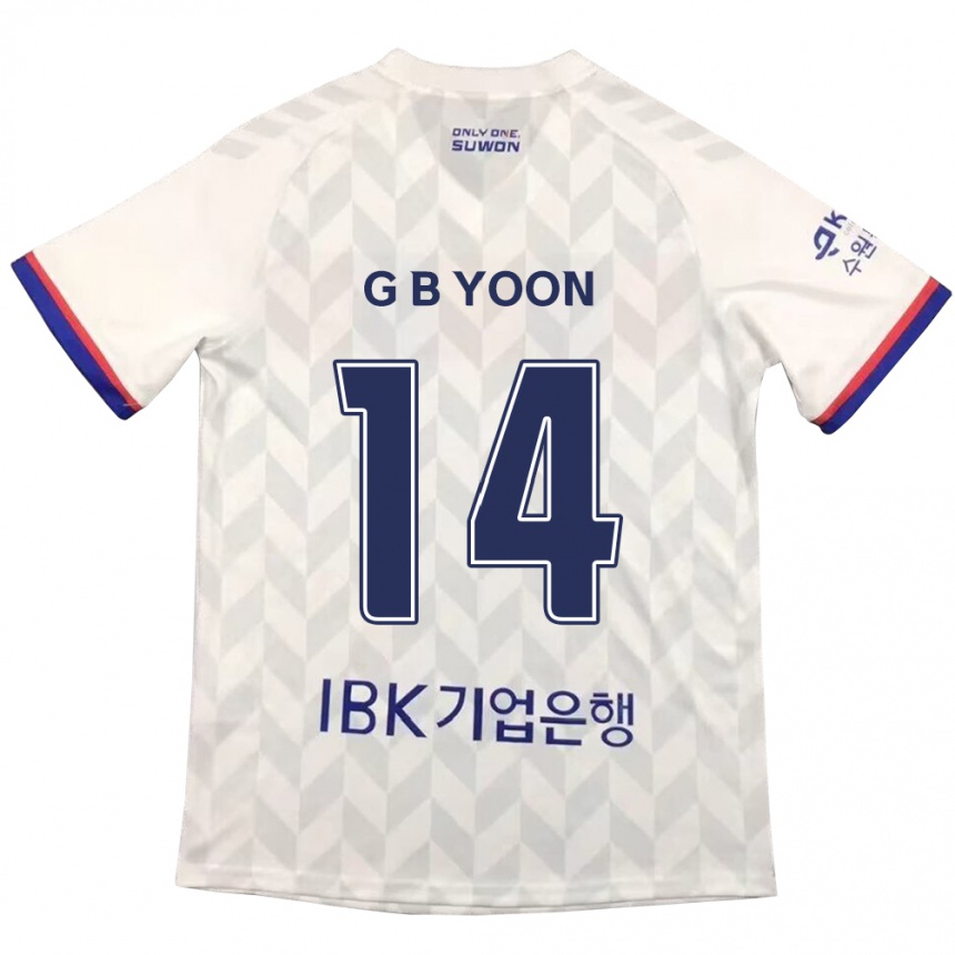 Gyermek Labdarúgás Bit-Garam Yoon #14 Fehér Kék Idegenbeli Jersey 2024/25 Mez Póló Ing