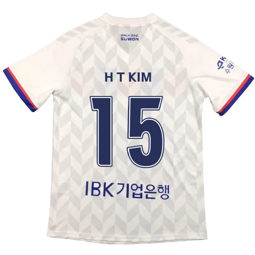 Gyermek Labdarúgás Tae-Han Kim #15 Fehér Kék Idegenbeli Jersey 2024/25 Mez Póló Ing