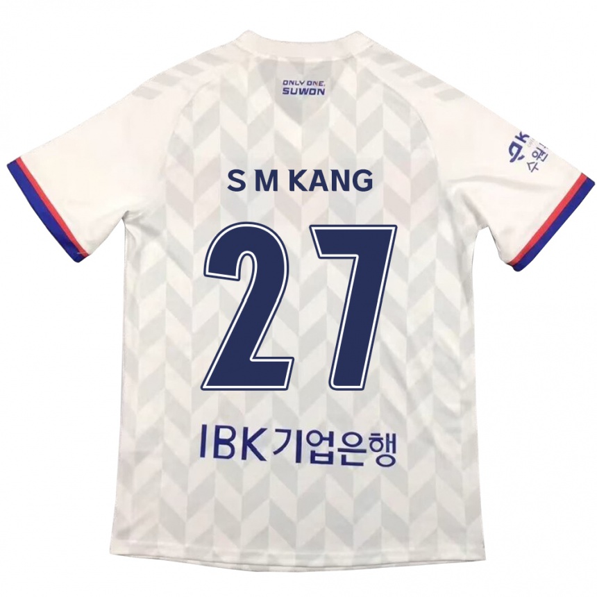 Gyermek Labdarúgás Min-Sung Kang #27 Fehér Kék Idegenbeli Jersey 2024/25 Mez Póló Ing