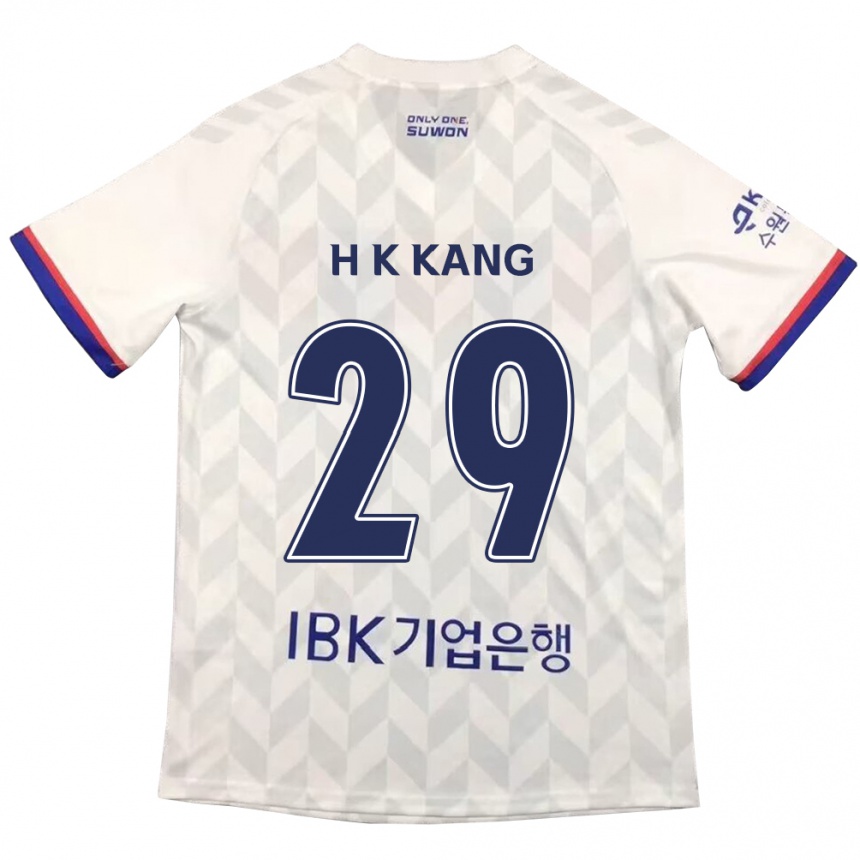 Gyermek Labdarúgás Kyo-Hun Kang #29 Fehér Kék Idegenbeli Jersey 2024/25 Mez Póló Ing