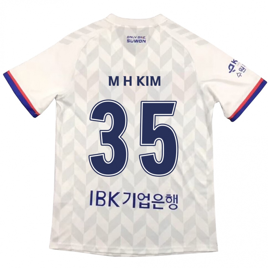 Gyermek Labdarúgás Hyeon-Min Kim #35 Fehér Kék Idegenbeli Jersey 2024/25 Mez Póló Ing