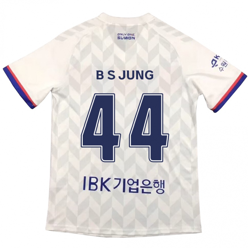 Gyermek Labdarúgás Seung-Bae Jung #44 Fehér Kék Idegenbeli Jersey 2024/25 Mez Póló Ing