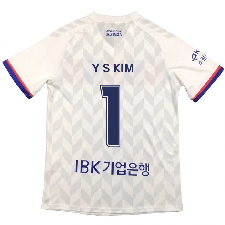 Gyermek Labdarúgás Seong-Yoon Kim #1 Fehér Kék Idegenbeli Jersey 2024/25 Mez Póló Ing