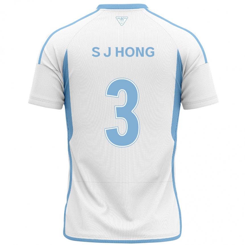 Gyermek Labdarúgás Jae-Seok Hong #3 Fehér Kék Idegenbeli Jersey 2024/25 Mez Póló Ing