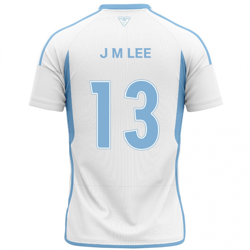 Gyermek Labdarúgás Myung-Jae Lee #13 Fehér Kék Idegenbeli Jersey 2024/25 Mez Póló Ing