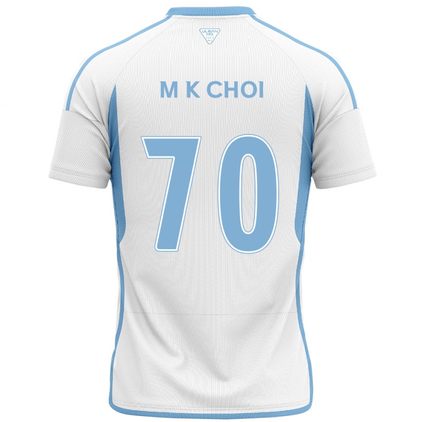 Gyermek Labdarúgás Kang-Min Choi #70 Fehér Kék Idegenbeli Jersey 2024/25 Mez Póló Ing