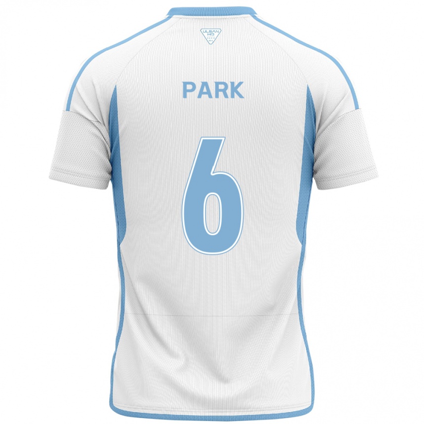 Gyermek Labdarúgás Jun Park #6 Fehér Kék Idegenbeli Jersey 2024/25 Mez Póló Ing