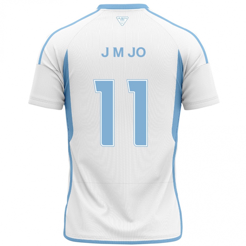 Gyermek Labdarúgás Min-Jae Jo #11 Fehér Kék Idegenbeli Jersey 2024/25 Mez Póló Ing