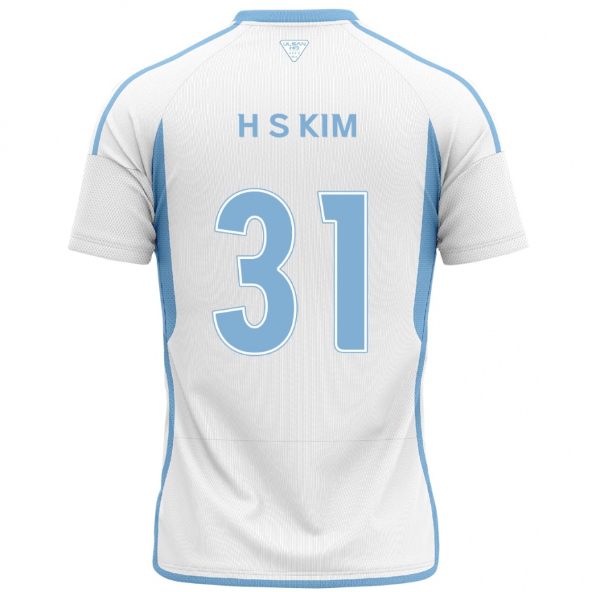 Gyermek Labdarúgás Se-Hyoung Kim #31 Fehér Kék Idegenbeli Jersey 2024/25 Mez Póló Ing