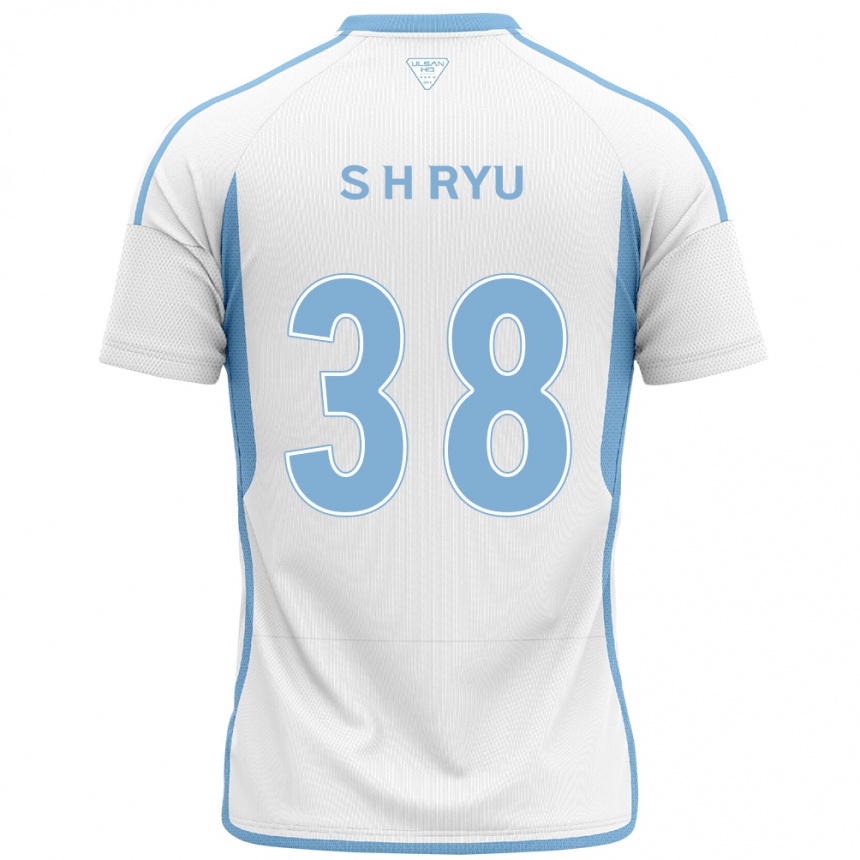 Gyermek Labdarúgás Hye-Sung Ryu #38 Fehér Kék Idegenbeli Jersey 2024/25 Mez Póló Ing