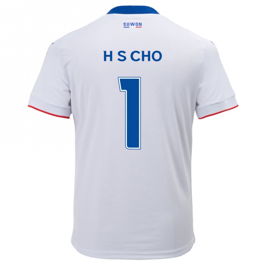 Gyermek Labdarúgás Sung-Hoon Cho #1 Fehér Kék Idegenbeli Jersey 2024/25 Mez Póló Ing