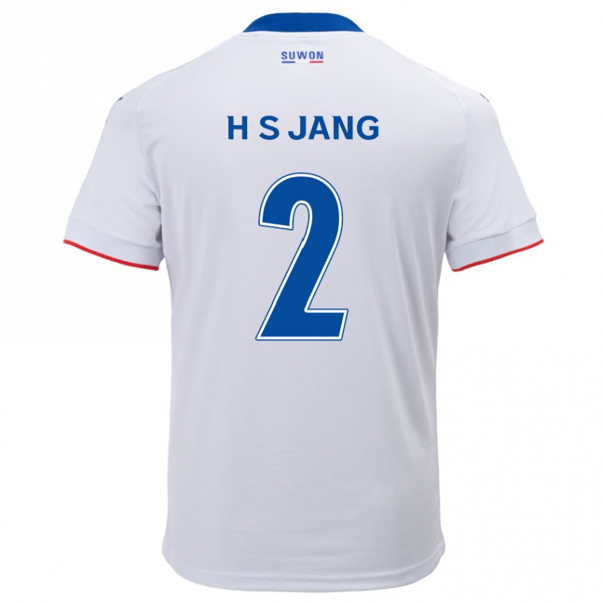 Gyermek Labdarúgás Seok-Hwan Jang #2 Fehér Kék Idegenbeli Jersey 2024/25 Mez Póló Ing