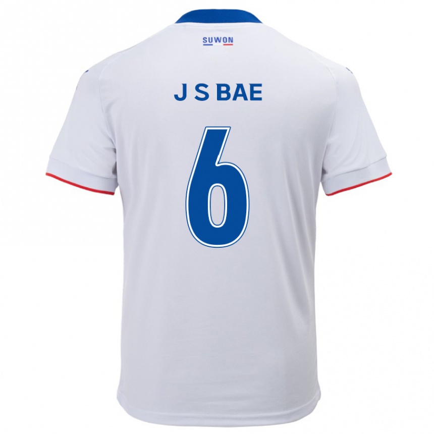 Gyermek Labdarúgás Seo-Joon Bae #6 Fehér Kék Idegenbeli Jersey 2024/25 Mez Póló Ing