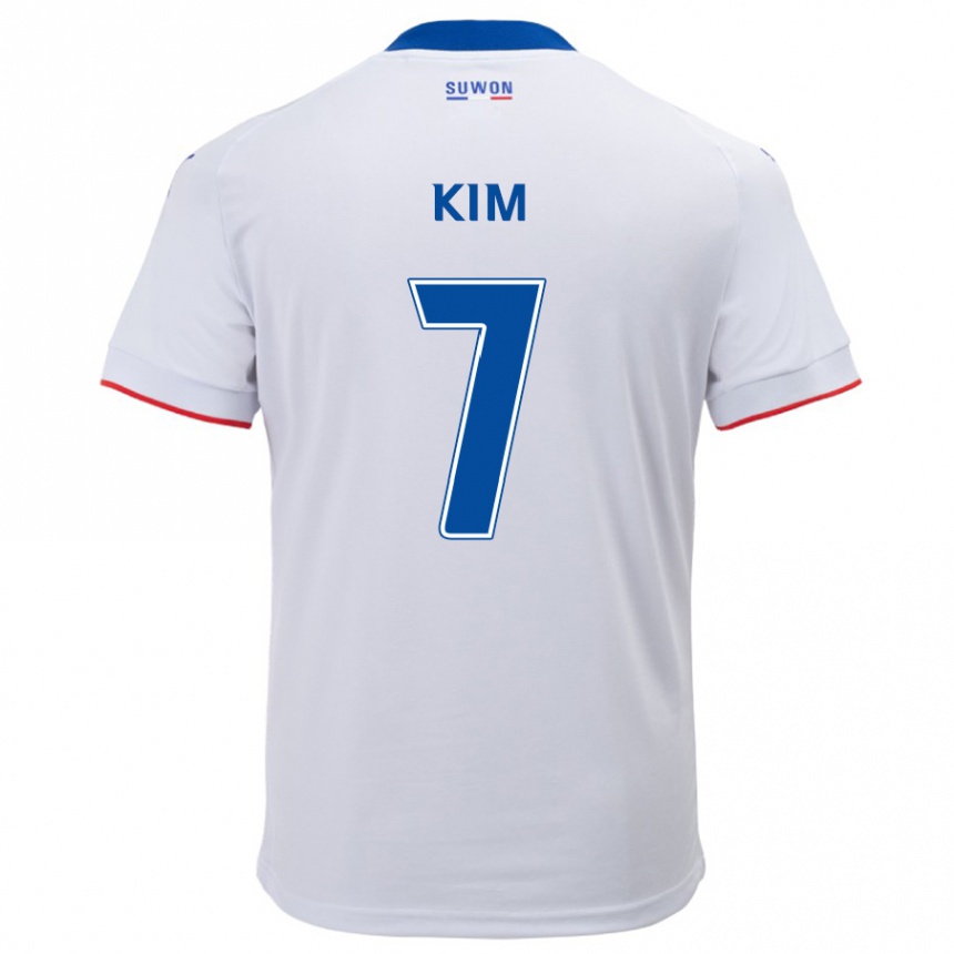 Gyermek Labdarúgás Hyun Kim #7 Fehér Kék Idegenbeli Jersey 2024/25 Mez Póló Ing