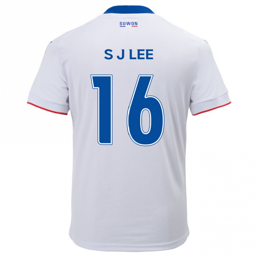 Gyermek Labdarúgás Jong-Sung Lee #16 Fehér Kék Idegenbeli Jersey 2024/25 Mez Póló Ing