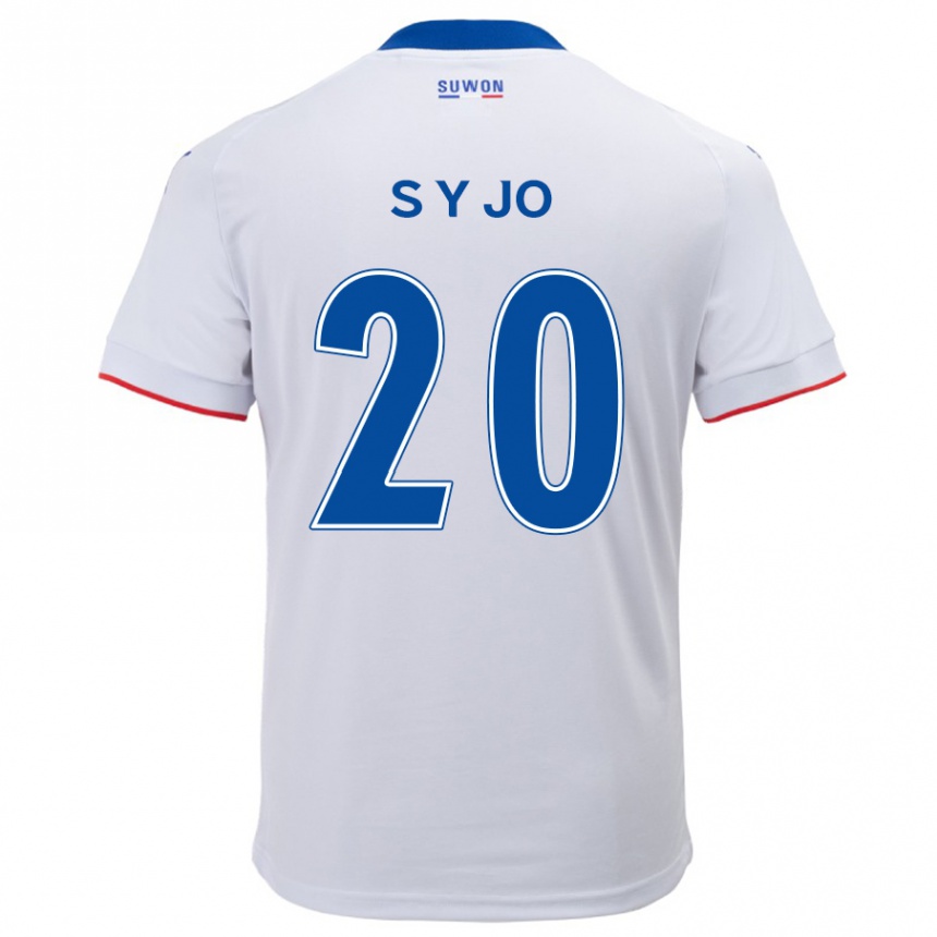 Gyermek Labdarúgás Yun-Seong Jo #20 Fehér Kék Idegenbeli Jersey 2024/25 Mez Póló Ing