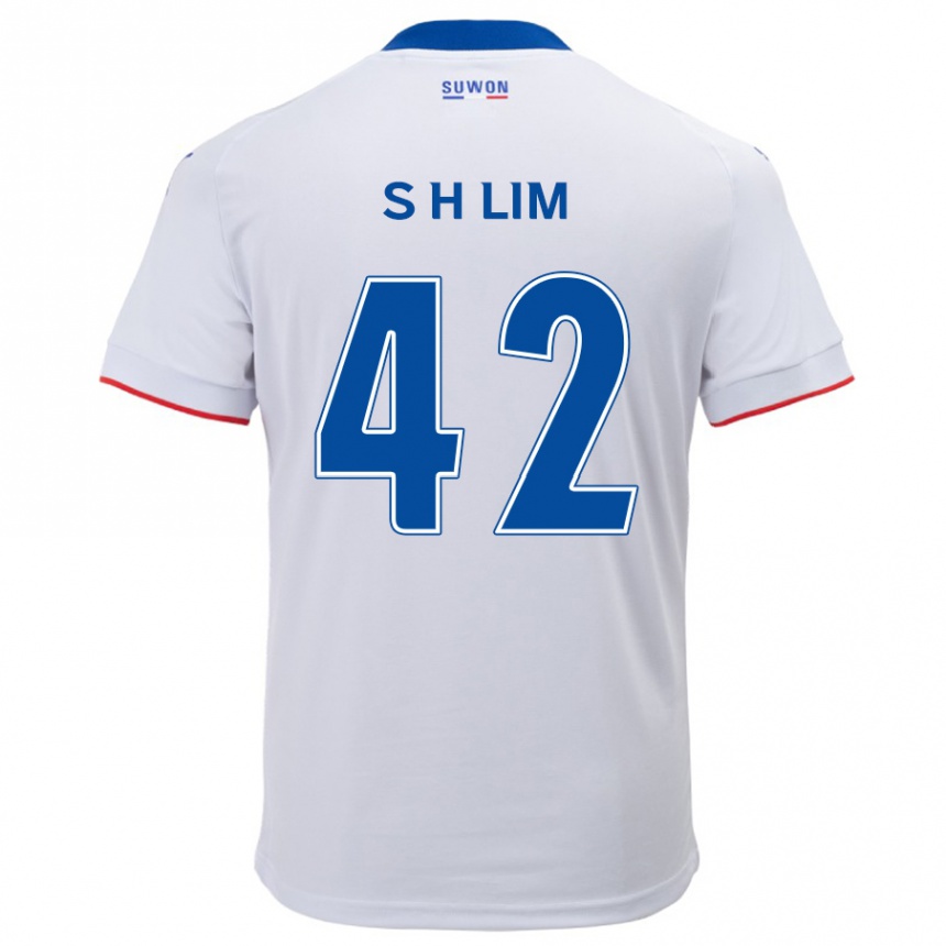 Gyermek Labdarúgás Hyun-Sub Lim #42 Fehér Kék Idegenbeli Jersey 2024/25 Mez Póló Ing