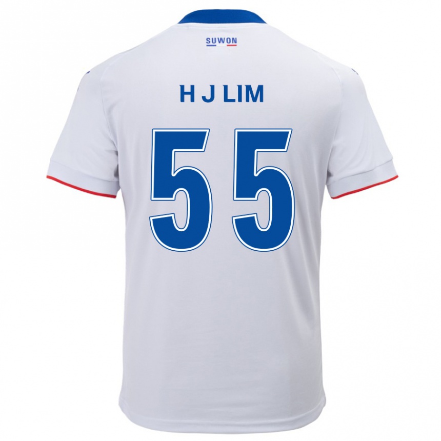 Gyermek Labdarúgás Ji-Hoon Lim #55 Fehér Kék Idegenbeli Jersey 2024/25 Mez Póló Ing