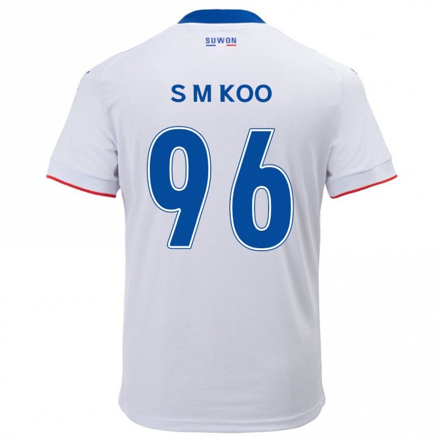 Gyermek Labdarúgás Min-Seo Koo #96 Fehér Kék Idegenbeli Jersey 2024/25 Mez Póló Ing