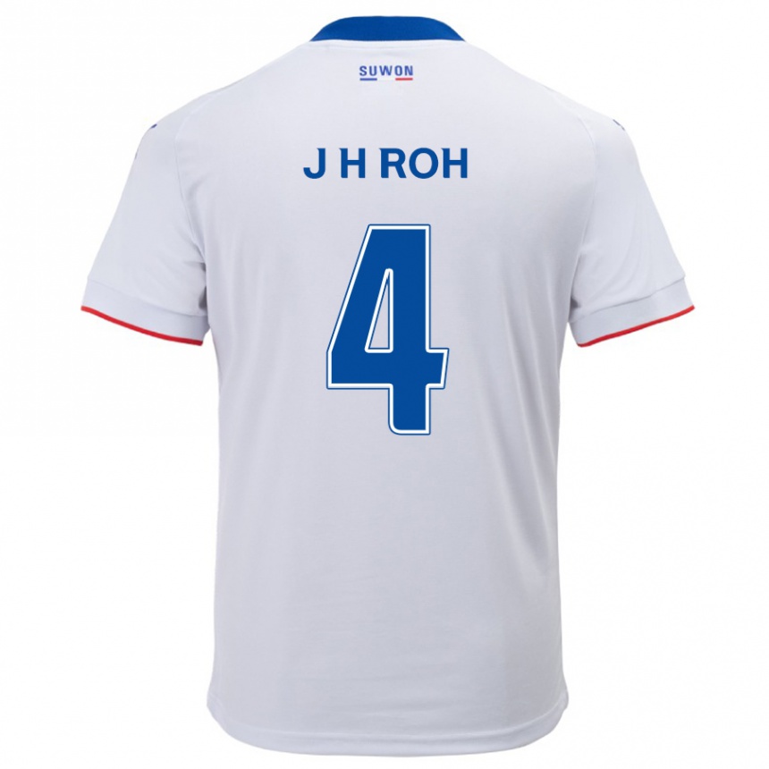 Gyermek Labdarúgás Hyun-Jun Roh #4 Fehér Kék Idegenbeli Jersey 2024/25 Mez Póló Ing