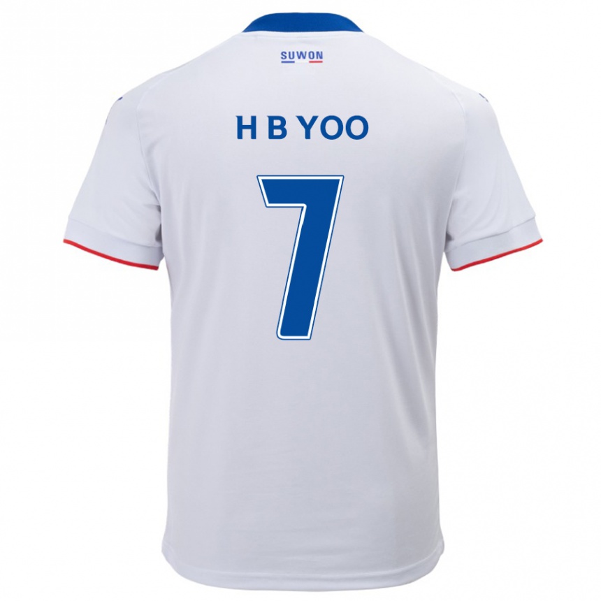 Gyermek Labdarúgás Byung-Heon Yoo #7 Fehér Kék Idegenbeli Jersey 2024/25 Mez Póló Ing