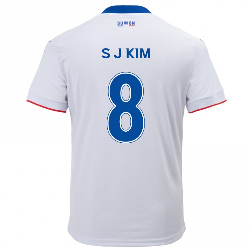 Gyermek Labdarúgás Ji-Sung Kim #8 Fehér Kék Idegenbeli Jersey 2024/25 Mez Póló Ing