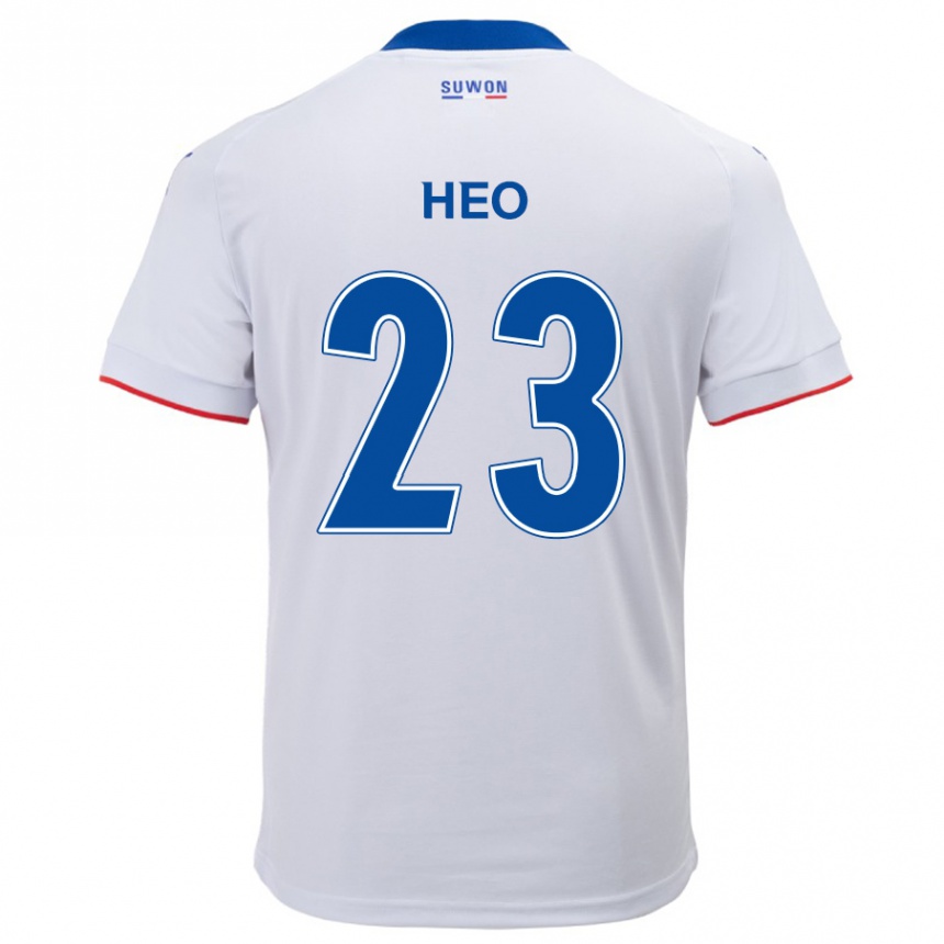 Gyermek Labdarúgás Hwan Heo #23 Fehér Kék Idegenbeli Jersey 2024/25 Mez Póló Ing