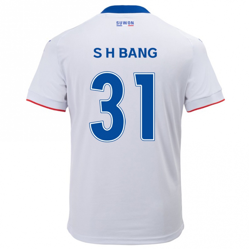 Gyermek Labdarúgás Hee-Sang Bang #31 Fehér Kék Idegenbeli Jersey 2024/25 Mez Póló Ing