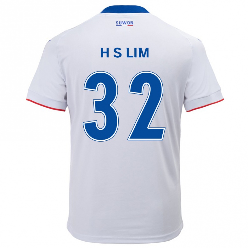 Gyermek Labdarúgás Seong-Hyeon Lim #32 Fehér Kék Idegenbeli Jersey 2024/25 Mez Póló Ing