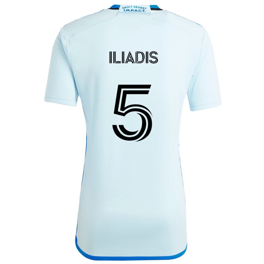 Gyermek Labdarúgás Ilias Iliadis #5 Jégkék Idegenbeli Jersey 2024/25 Mez Póló Ing