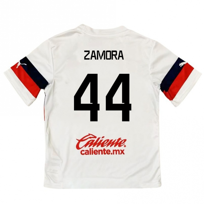 Gyermek Labdarúgás Saúl Zamora #44 Fehér Piros Idegenbeli Jersey 2024/25 Mez Póló Ing