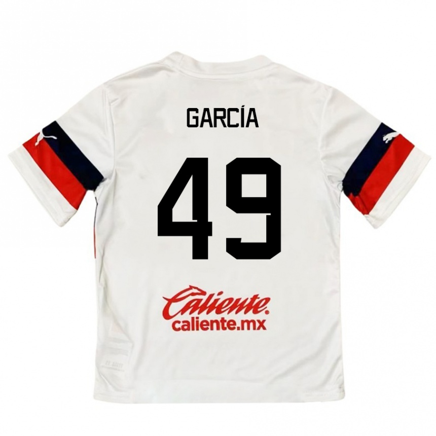 Gyermek Labdarúgás Gilberto García #49 Fehér Piros Idegenbeli Jersey 2024/25 Mez Póló Ing