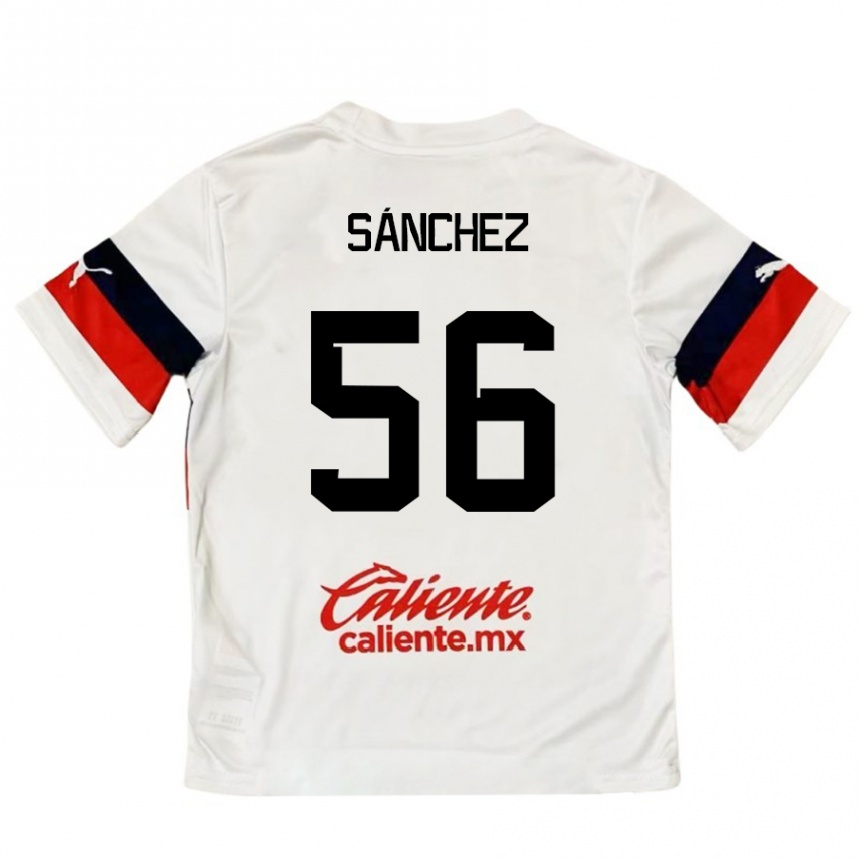 Gyermek Labdarúgás Benjamín Sánchez #56 Fehér Piros Idegenbeli Jersey 2024/25 Mez Póló Ing