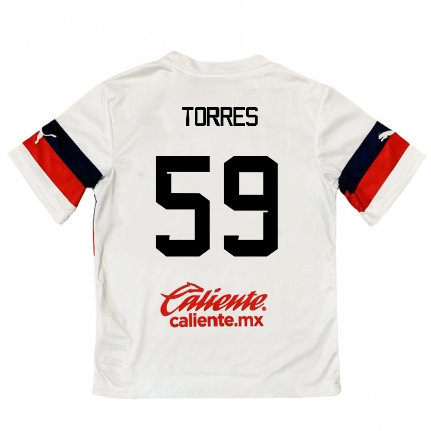 Gyermek Labdarúgás Christian Torres #59 Fehér Piros Idegenbeli Jersey 2024/25 Mez Póló Ing