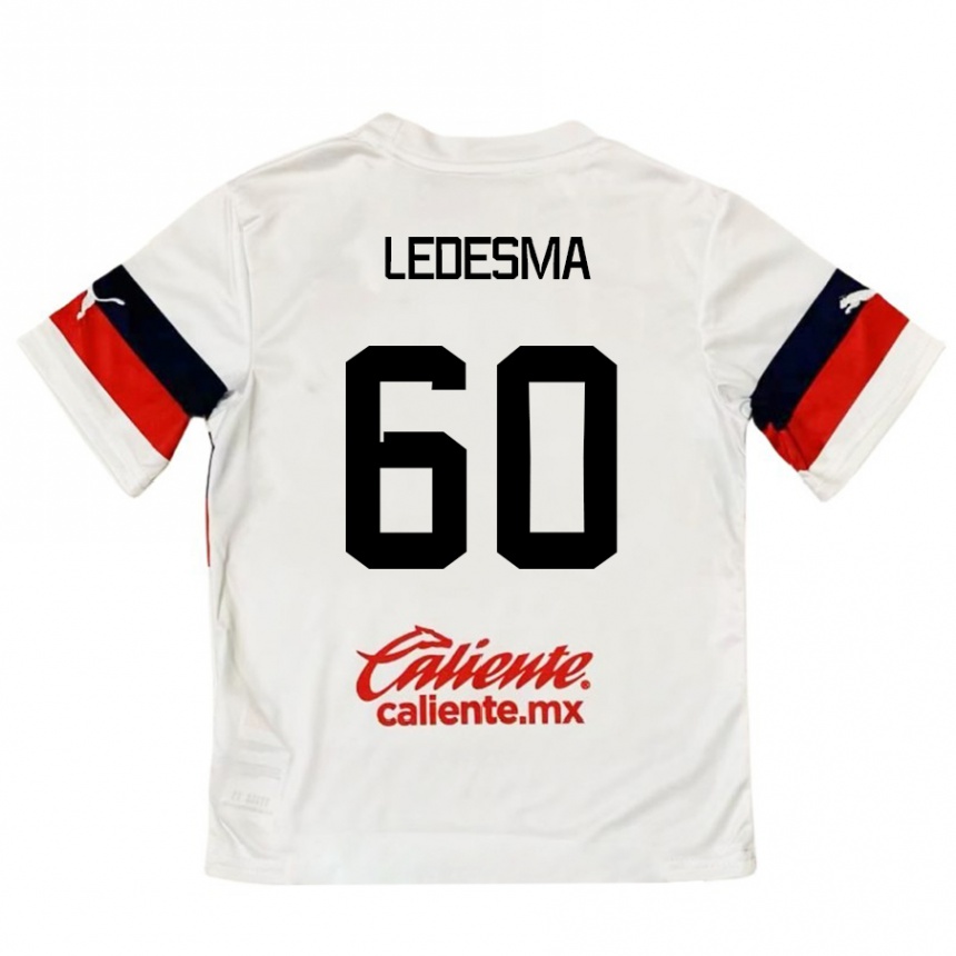 Gyermek Labdarúgás Luis Ledesma #60 Fehér Piros Idegenbeli Jersey 2024/25 Mez Póló Ing