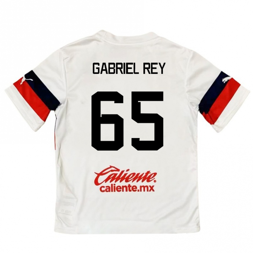 Gyermek Labdarúgás Luis Gabriel Rey #65 Fehér Piros Idegenbeli Jersey 2024/25 Mez Póló Ing