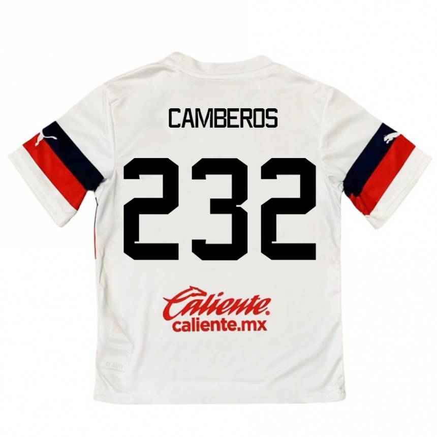 Gyermek Labdarúgás Hugo Camberos #232 Fehér Piros Idegenbeli Jersey 2024/25 Mez Póló Ing