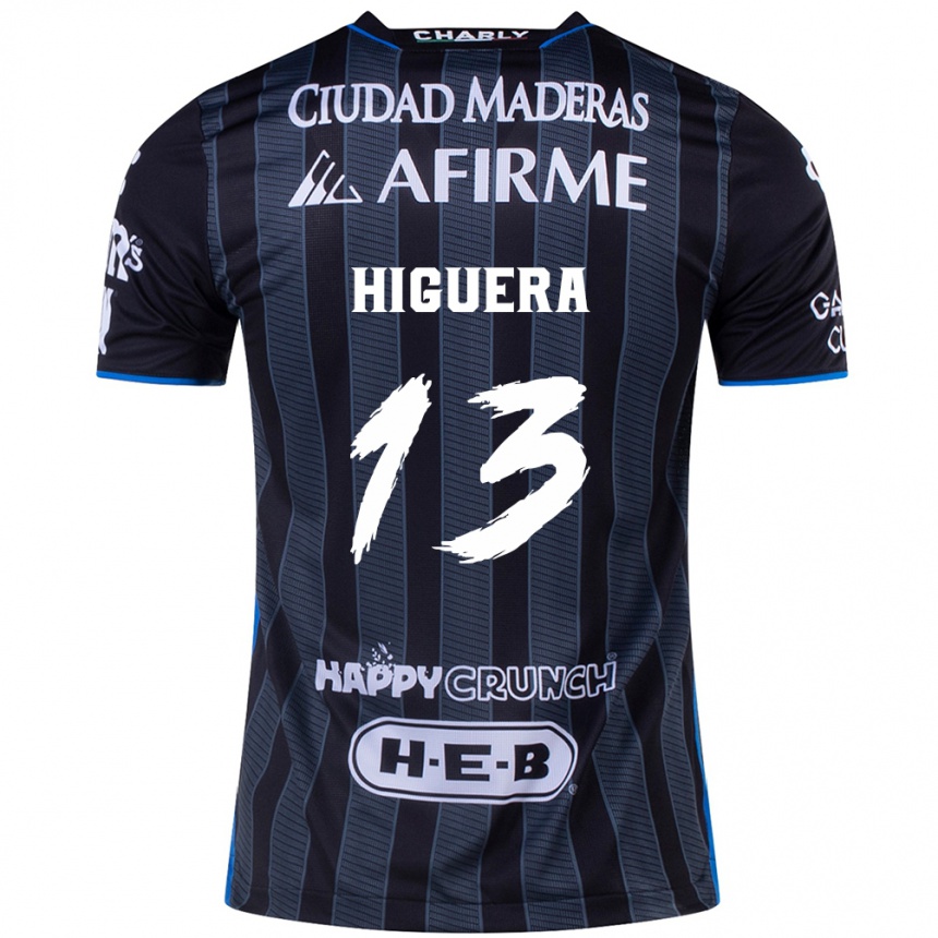 Gyermek Labdarúgás Carlos Higuera #13 Fehér Fekete Idegenbeli Jersey 2024/25 Mez Póló Ing