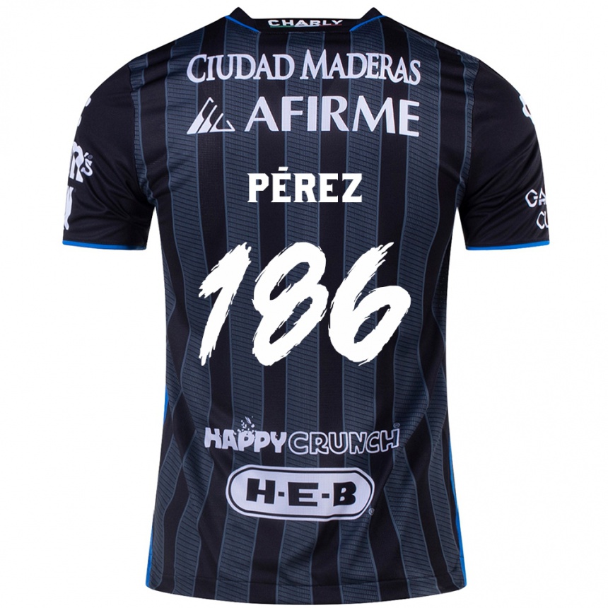 Gyermek Labdarúgás José Pérez #186 Fehér Fekete Idegenbeli Jersey 2024/25 Mez Póló Ing