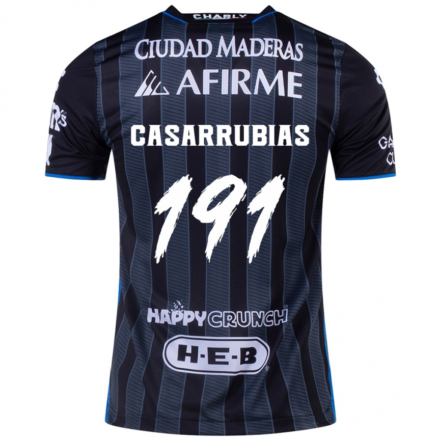 Gyermek Labdarúgás Aaron Casarrubias #191 Fehér Fekete Idegenbeli Jersey 2024/25 Mez Póló Ing