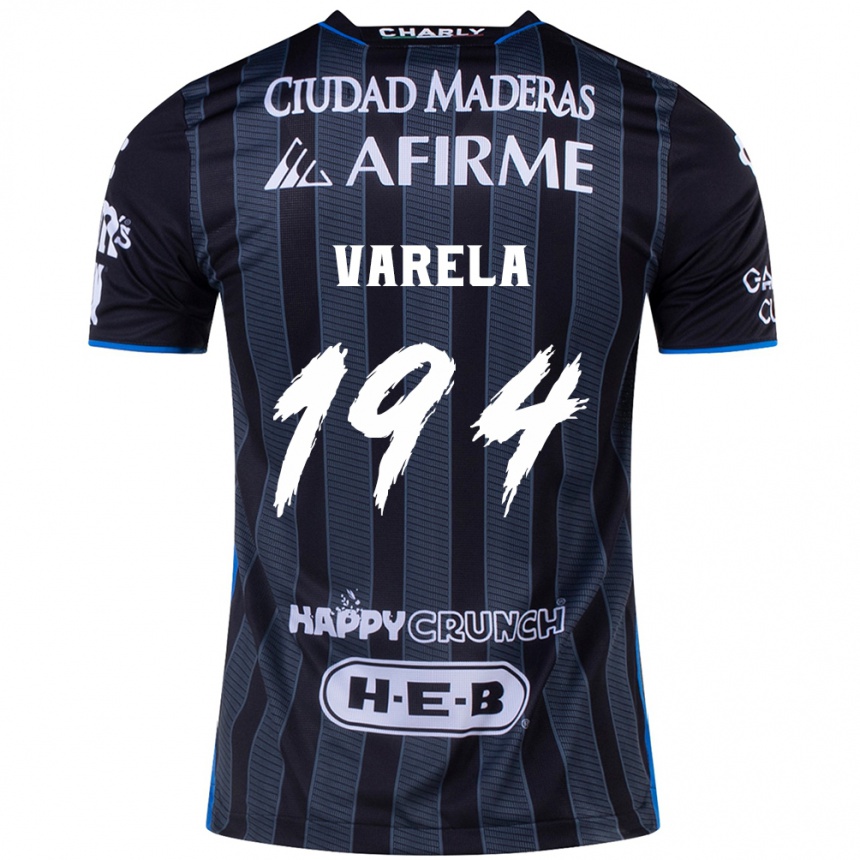 Gyermek Labdarúgás José Varela #194 Fehér Fekete Idegenbeli Jersey 2024/25 Mez Póló Ing