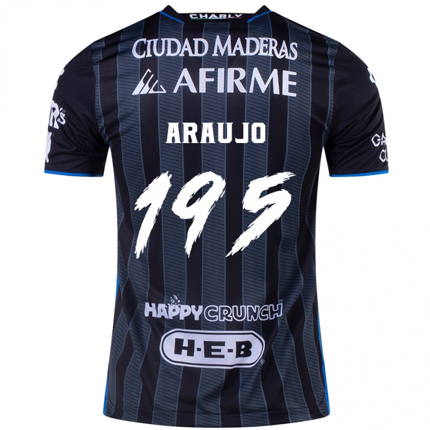 Gyermek Labdarúgás Diego Araujo #195 Fehér Fekete Idegenbeli Jersey 2024/25 Mez Póló Ing