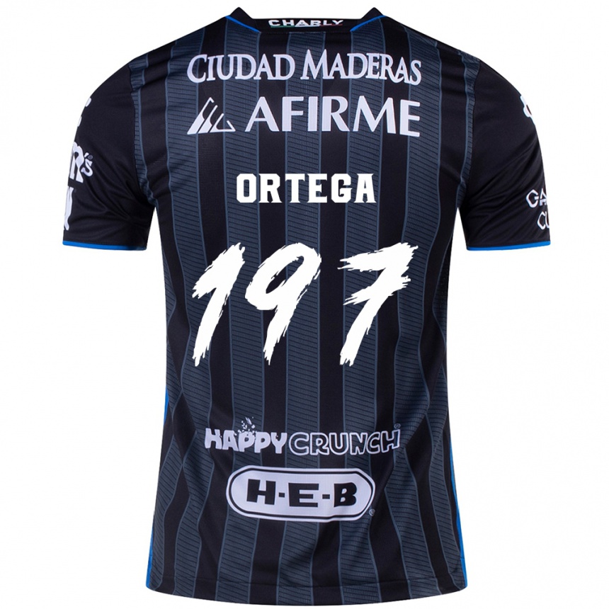 Gyermek Labdarúgás Javier Ortega #197 Fehér Fekete Idegenbeli Jersey 2024/25 Mez Póló Ing