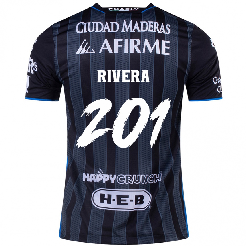 Gyermek Labdarúgás Christian Rivera #201 Fehér Fekete Idegenbeli Jersey 2024/25 Mez Póló Ing