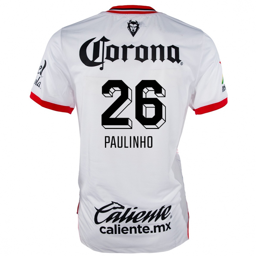 Gyermek Labdarúgás Paulinho #26 Fehér Piros Idegenbeli Jersey 2024/25 Mez Póló Ing