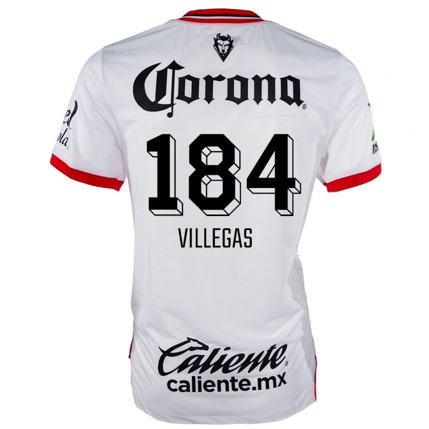 Gyermek Labdarúgás Abraham Villegas #184 Fehér Piros Idegenbeli Jersey 2024/25 Mez Póló Ing