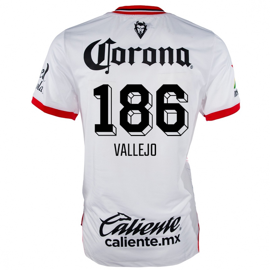 Gyermek Labdarúgás Saúl Vallejo #186 Fehér Piros Idegenbeli Jersey 2024/25 Mez Póló Ing