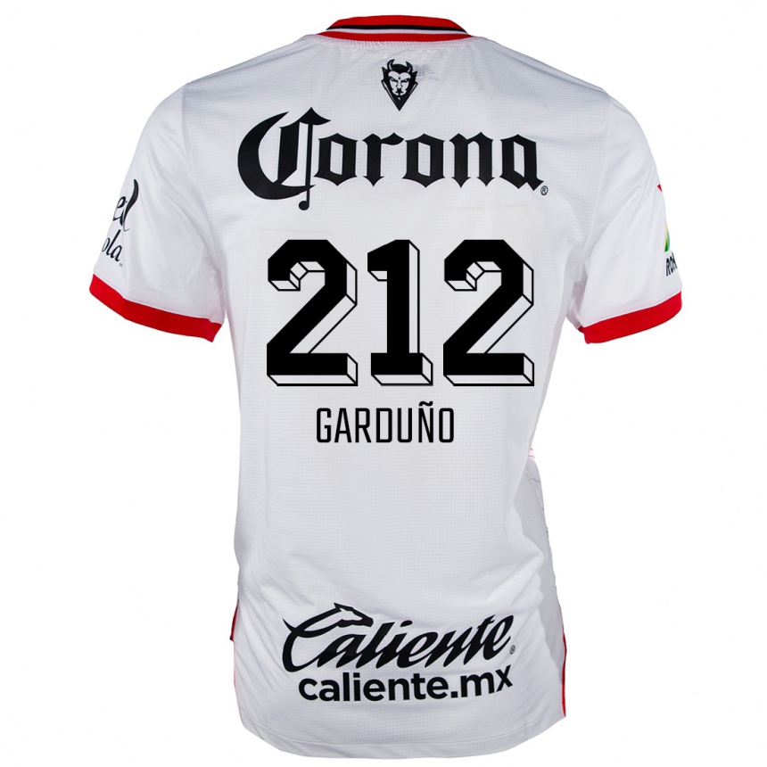 Gyermek Labdarúgás Carlos Garduño #212 Fehér Piros Idegenbeli Jersey 2024/25 Mez Póló Ing